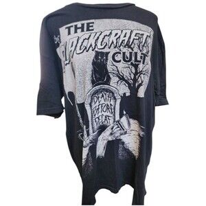 Blackcraft Cult 'Death Before Decaf' Shirt Size XL Black Cat Tombstone